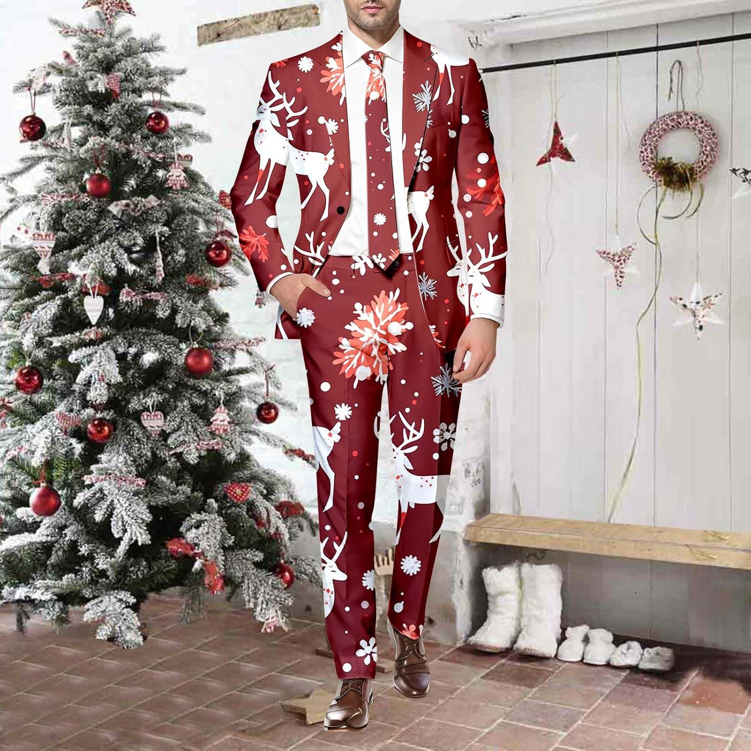 クリスマス　飾り ツリー オーナメント 52個セット XO2023-01 シルバー 銀 レッド 赤